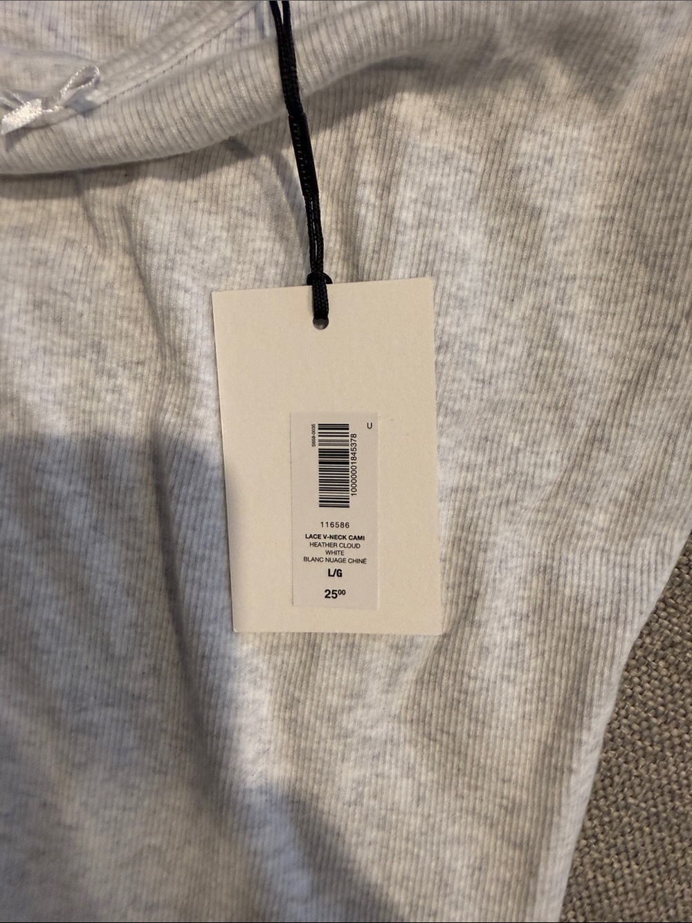 Aritzia Light Gray Ribbed Camisole Tank with Adjustable Straps - Picture 3 of 3